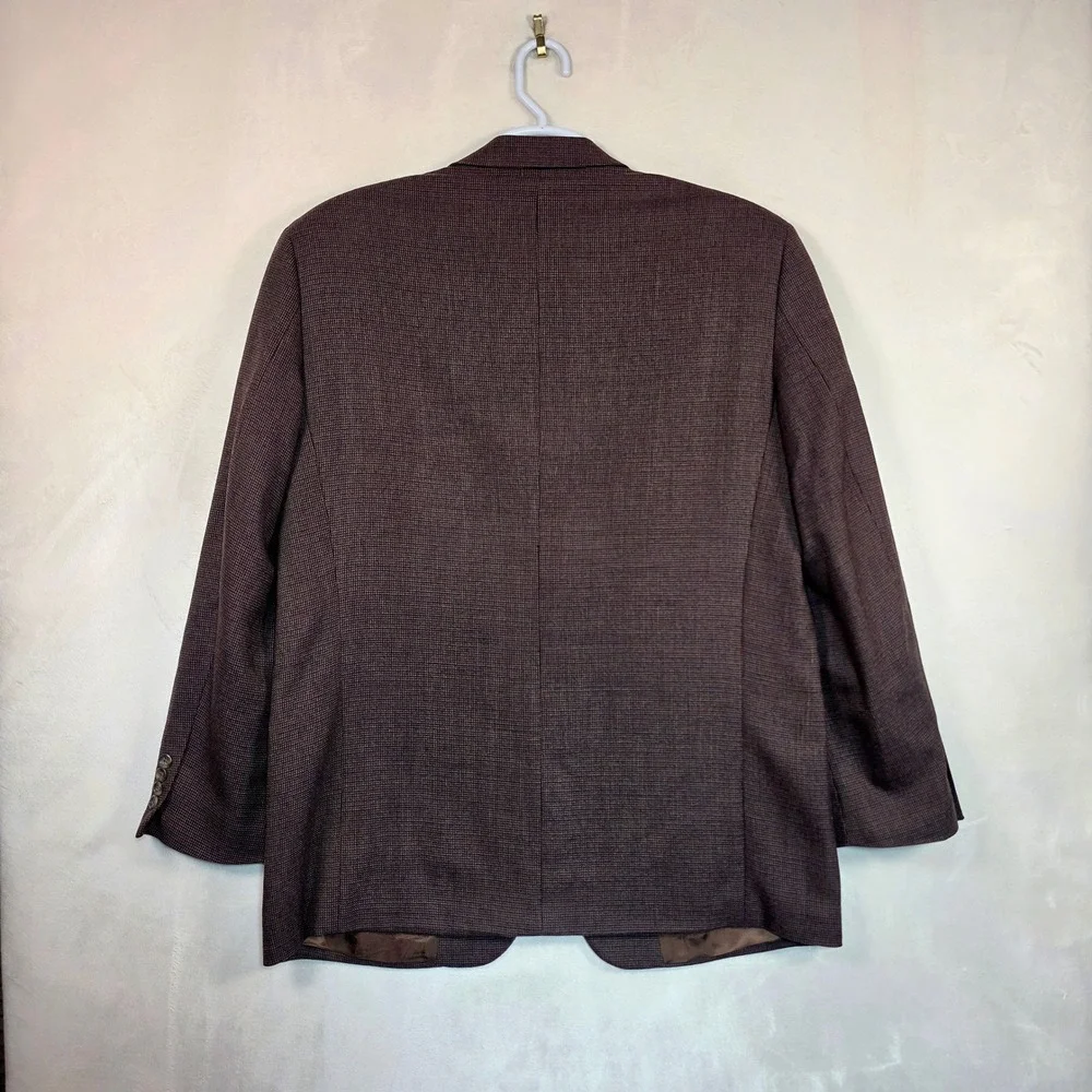 Pronto Uomo Lambswool Blazer Men's 44 Long Brown Houndstooth Sport Coat